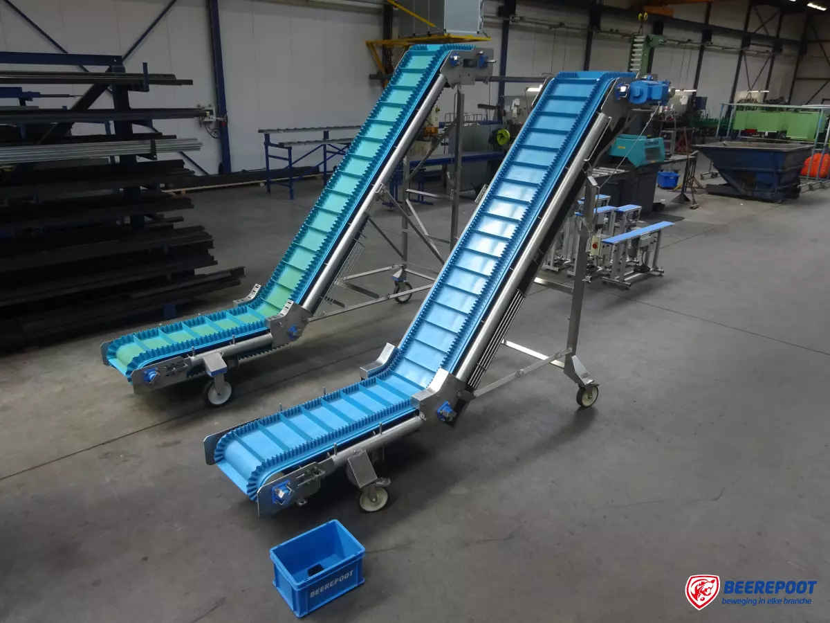 Opvoer transportband RVS
